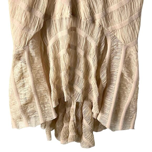 Free People | Chevron Knit Mesh Trumpette Gauzy Maxi Skirt | Blush | Size Large - Picture 6 of 10